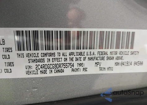 2013 Dodge Grand Caravan Sxt z USA, uszkodzony, nr VIN 2C4RDGCG9DR755754